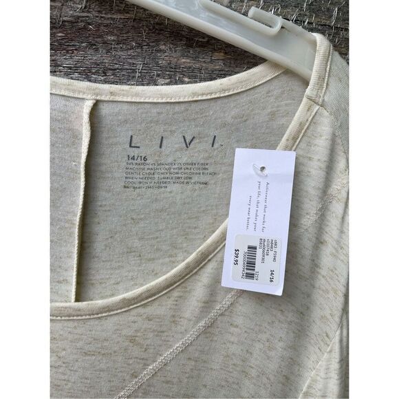 Liv 14/16 oatmeal scoop neck lightweight semi sheer tunic - Picture 4 of 7